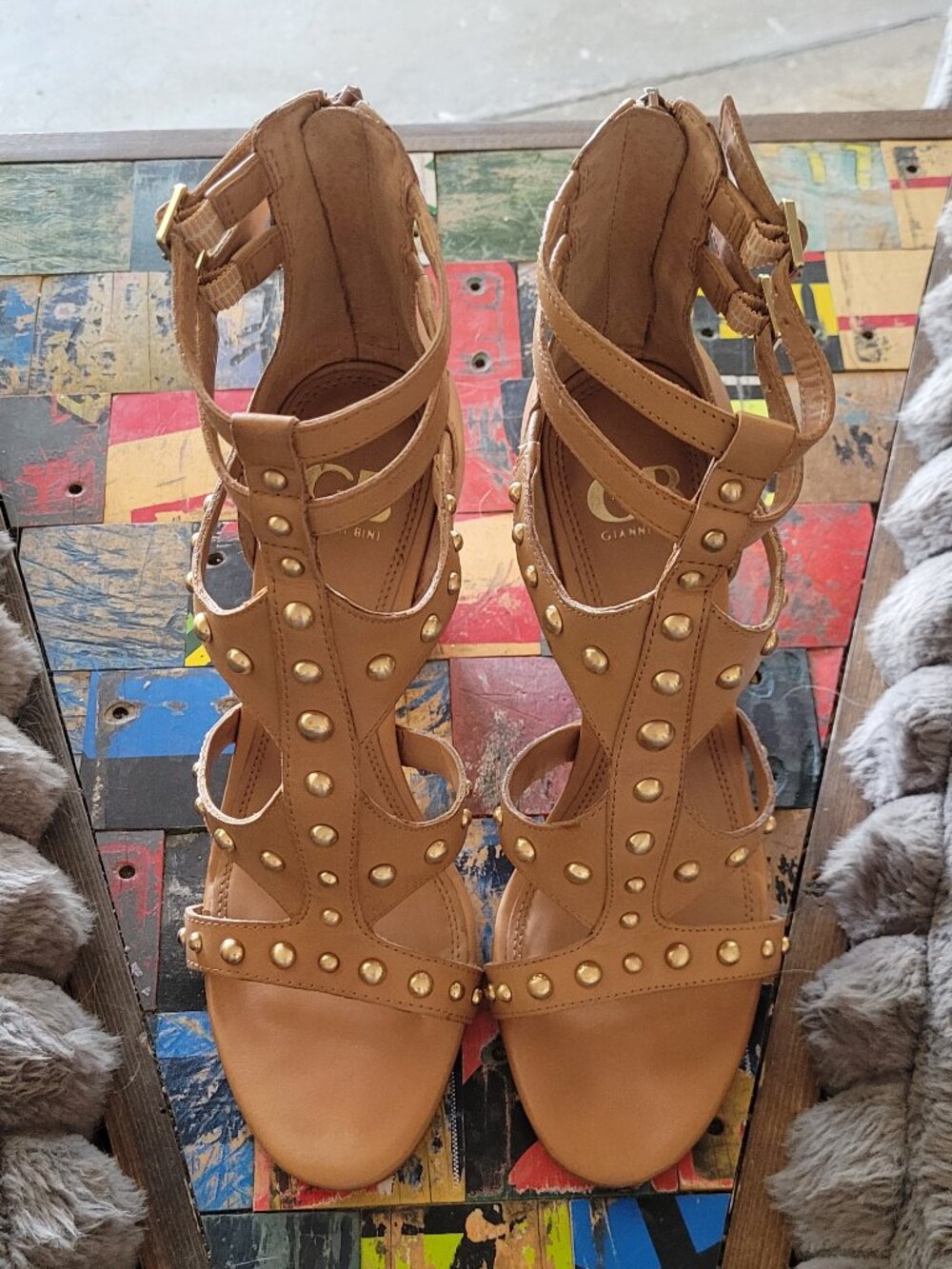 Gianni Bini Tan Studded Pumps